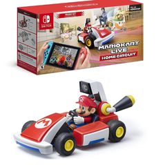 nintendo mario kart live home circuit is shown in front of the box and next to it's packaging