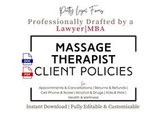 Massage Therapist Client Policies Spa Appointments Cancellation Policy Spa No Refunds Massage Therapy Forms Massage Templates Payment Policy - Etsy Massage Templates, Massage Business, Cancellation Policy, Massage Therapist, Massage Therapy, Microsoft Word