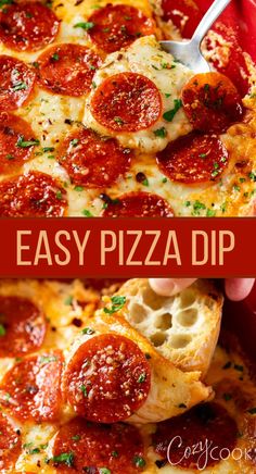 pizza dip with pepperoni Easy Pizza Dip, Recipe With Cream Cheese, Pizza Dip, Finger Foods Easy, Dip Recipes Easy, Halloween Spooktacular, Easy Pizza