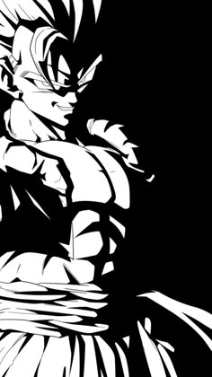 a black and white image of gohan from the dragon ball super broly anime