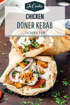 chicken doneer kebab with onions and cilantro