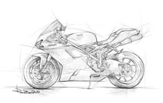 a drawing of a motorcycle on a white background