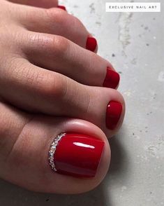 Red Toenails, Feet Nail Design, Pedicure Designs Toenails, Pedicure Nail Designs, Gel Toe Nails, Acrylic Toe Nails, Toe Nail Color, Pretty Toe Nails, Cute Toe Nails