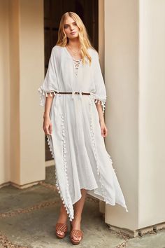 Toss this kaftan over your swimsuit for a glam poolside look, then dress up with accessories for dinner and drinks! High Point, White Shoes, White Shirt