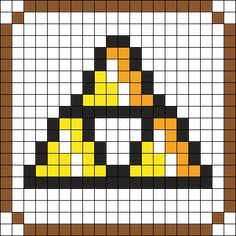 an image of a cross stitch pattern with yellow and black squares in the shape of a helmet