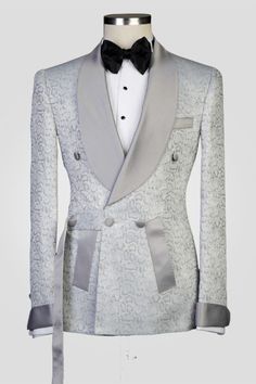 Wedding Tuxedo Suits With Long Sleeves, Long Sleeve Tuxedo Suit For Wedding, Wedding Tuxedo With Long Sleeves, White Custom Fit Tuxedo For Weddings, Fitted Brocade Suits For Weddings, Custom Fit White Tuxedo For Wedding, Formal Fitted Lace Sets, Elegant Tailored Tuxedo For Ceremony, Elegant Brocade Tuxedo For Wedding