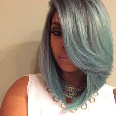 Color & cut☻ Trendy We Fryzurach, Ombre Bob, Beauty Hairstyles, Short Hair Trends, Ombré Hair, Makeup Fashion, Green Hair