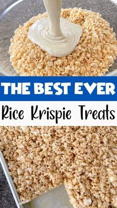 Pictures showing how to make Rice Krispie Treats. Rice Crispy Treat Recipe Original, Different Rice Krispie Treats Recipe, Home Made Rice Crispy Treats Recipe, How To Make Rice Crispy Treats, Rice Crispy Recipes, Rice Crispy Treats Recipe Original, Rice Krispie Treats With Vanilla Extract, Different Flavored Rice Krispie Treats, Rice Crispy Treats With Different Cereal