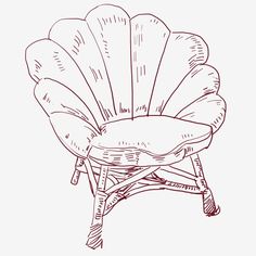 a drawing of a shell chair