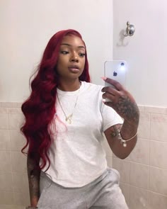 Lace Fronts, Birthday Hairstyles, Cheap Human Hair, Red Wigs, Colored Wigs, Burgundy Hair, Hair Life, Sew In