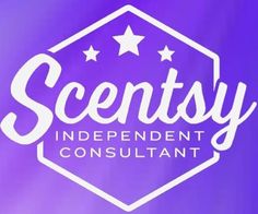 a purple and white logo with stars in the center that says, scenty independent consultant