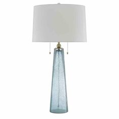 Blue Brass Looke Table Lamp Table Lamps LOOMLAN By Currey & Co Blue Table Lamp, Task Lamps, Blue Table, Table Lamp Design, Seeded Glass, Telescopes, Pull Chain, Glass Table Lamp, Online Furniture Stores