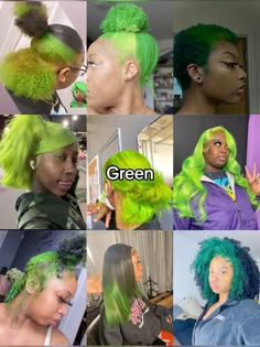 Short Green Hair Black Women, Hair Colors Black Women, Green Hair Color Ideas, Short Green Hair, Adore Hair Dye, Cabello Afro Natural, Skunk Stripe, Best Hair Dye, Peekaboo Hair