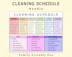 a cleaning schedule with the words cleaning schedule on it