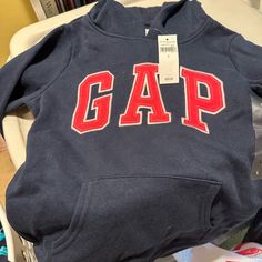 Nwt Girls Gap Sweatshirt Gap Sporty Long Sleeve Tops, Sporty Long Sleeve Tops By Gap, Sporty Letter Print Tops By Gap, Sporty Letter Print Tops From Gap, Sporty Gap Tops With Letter Print, Gap Winter Tops With Letter Print, Gap Tops With Letter Print For Winter, Gap Letter Print Tops For Winter, Gap Cotton Hooded Top