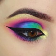 80s Costume Makeup, 80s Make Up Ideas, 80s Eye Makeup Glam Rock, 80s Make Up Look, Bright Color Makeup Looks, Colorful Make Up, Lisa Frank Makeup Looks, Pink Makeup Wedding, Eye Makeup Heart