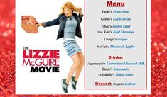 the poster for the movie, the lizzie macgurre movie is shown in front of a red background