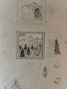 Mountain Frame Tattoo, Colorado Postage Stamp Tattoo, Glacier National Park Tattoo Ideas, Portland Tattoo Ideas, Tennessee Stamp Tattoo, Oregon Stamp Tattoo, Mountain Postage Stamp Tattoo, Michigan Stamp Tattoo, Washington State Tattoo Ideas