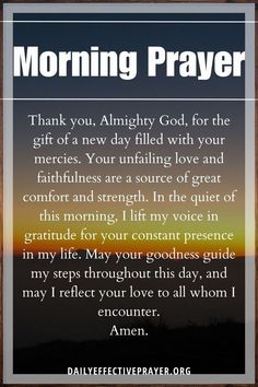 a prayer card with the words morning prayer