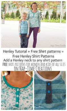 three different pictures with text describing how to sew an easy t - shirt pattern