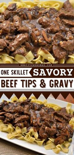 one skillet savory beef tips and gravy