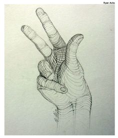 a drawing of a hand making the v sign with it's index and fingers