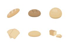 different types of bread on a white background