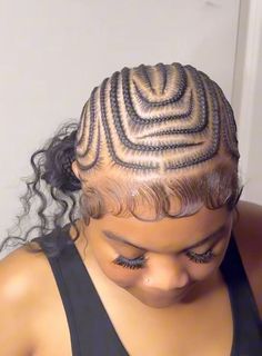 Alicia Keys Braids With Curls Bun, Hot Braids Hairstyles, Curly Stitch Braid Bun, Design Scalp Braids, Alicia Keys Braids With 2 Buns, Low Bun Cornrow Hairstyles, Cute Straight Back Hairstyles, Freestyle Braids To The Back, Simple Straight Back Braids