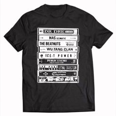 Hip Hop Artists T-Shirt Cassettes Old School Rap, Hip Hop Never Die Vintage Tee Item Description: - 5.3-Ounce, 100% Cotton - Heavycotton Classic Unisex Tee - Double-Needle Neck, Sleeves And Hem; Roomy Unisex Fit - Decoration Type: Digital Print - Runs True To Size - Made By Gildan Feedback: Please Contact Me If You Have Any Issue (Change Design, Color,..) With Your Orders. I Will Try My Best To Support For You. Dr. Dre, Nas Illmatic, The Beatnuts, Wu-Tang Clan, American Rapper, 2pac Vingtage Shi Hip Hop Tops With Band Logo In Black, White Hip Hop Top With Band Logo, Urban Black T-shirt With Band Logo, Black Urban T-shirt With Band Logo, Nas Illmatic, Old School Rap, Black Planet, Tan T Shirt, Hip Hop Tee