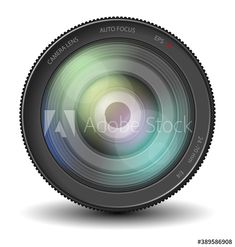 a camera lens on white background