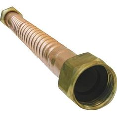 a brass colored hose on a white background