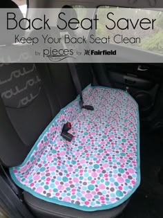 the back seat saver is shown with polka dots on it