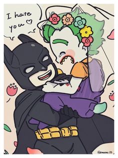 an image of batman and harley hugging each other