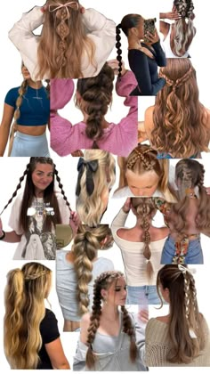 Hairstyles Collage, Easy Sports Hairstyles, Sports Hairstyles Volleyball, Cheer Hair