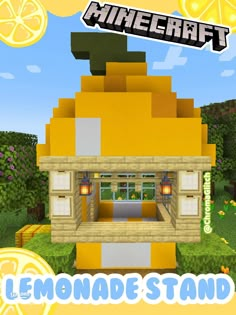 the lemonade stand in minecraft is made out of wood and has an orange on top