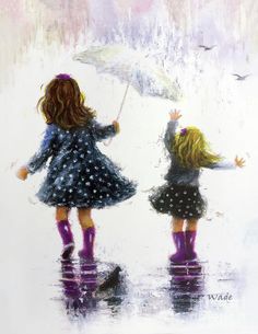 Two Blonde Girls, Blonde Sisters, Sarra Art, Girls Bedroom Art, Sister Day, Sisters Art, Painting People, Girls Wall Art, Happy Paintings