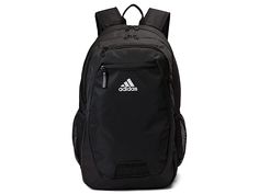 a black adidas backpack on a white background