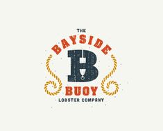 the bayside buoy lobster company logo is displayed on a white background with an orange and blue stripe