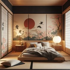 Japanese Room Interior, Asian Maximalism, Japanese Inspired Interior Design, Japan Room Ideas, Tropical Interior Design Bedroom, Japan Style Bedroom, Japanese Design Interior, Japanese Inspired Room, Japanese Decor Bedroom