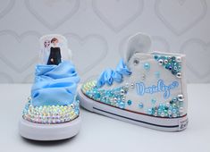 Customized Converse, Elsa Shoes, Frozen Shoes, Mickey Shoes, Elsa Tutu, Frozen Tutu, Frozen Outfits, Tutu Dress Costumes, Painted Shoes Diy