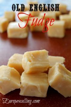 an old english fudge is cut into cubes