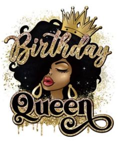 an image of a woman wearing a tiara with the words birthday queen on it