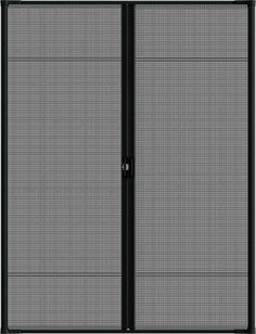 an iron screen door with mesh panels on the sides and two doors at the top