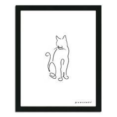 a black and white drawing of a cat