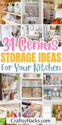 the top ten genius storage ideas for your kitchen that are easy to do and cheap