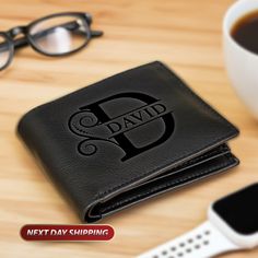 Personalized Wallet, Mens Wallet, Engraved Wallet, Groomsmen Wallet, Leather Wallet, Custom Wallet, Boyfriend Gift for Men, Gift for Him, Personalized Gifts, Fathers Day Gift 👉 With handcrafted exquisite top-grain leather, RFID blocking technology, and the option for custom engraving, this bifold wallet makes the perfect custom-made gift for him. 👉 Add initials, favorite catchphrase, quote or inside Joke, even logo to make it extra unique and special! ENGRAVED MESSAGE INSTRUCTIONS 👉 At the la Father's Day Black Wallets With Card Slots, Personalized Black Bifold Wallet, Personalized Black Wallet For Personal Use, Black Wallets With Card Slots For Father's Day, Black Bifold Wallet For Personalized Gift, Personalized Black Wallet, Personalized Black Wallets As Gifts, Inside Joke, Engraved Wallet