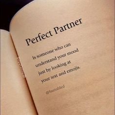 an open book with the words perfect partner on it's cover and in between two pages