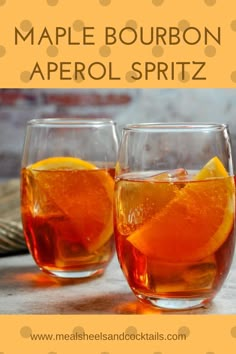 two glasses of maple bourbon aperol spritz