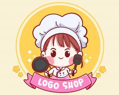 Cute chef holding pan and spatula for sh... | Premium Vector #Freepik #vector #logo #food #label #hand Chef Girl, Cartoon Art Illustration, Turkey Cartoon, Cartoon Chef, Cute Bakery, Chef Logo, Kitchen Logo, Cartoon Sketches, Hand Logo