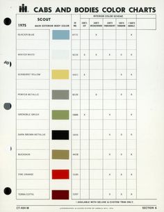 the color chart for cabs and bodies